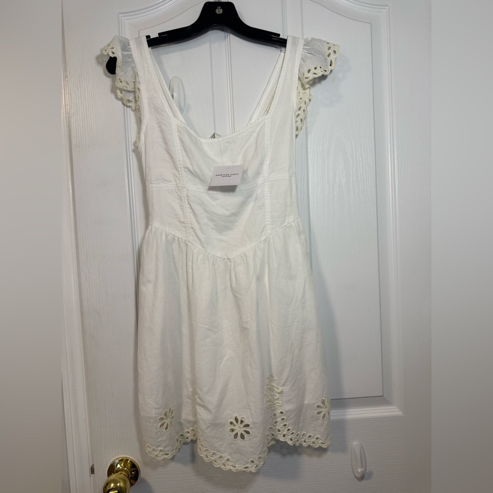 American Eagle Outfitters Cream Eyelet Dress XS
